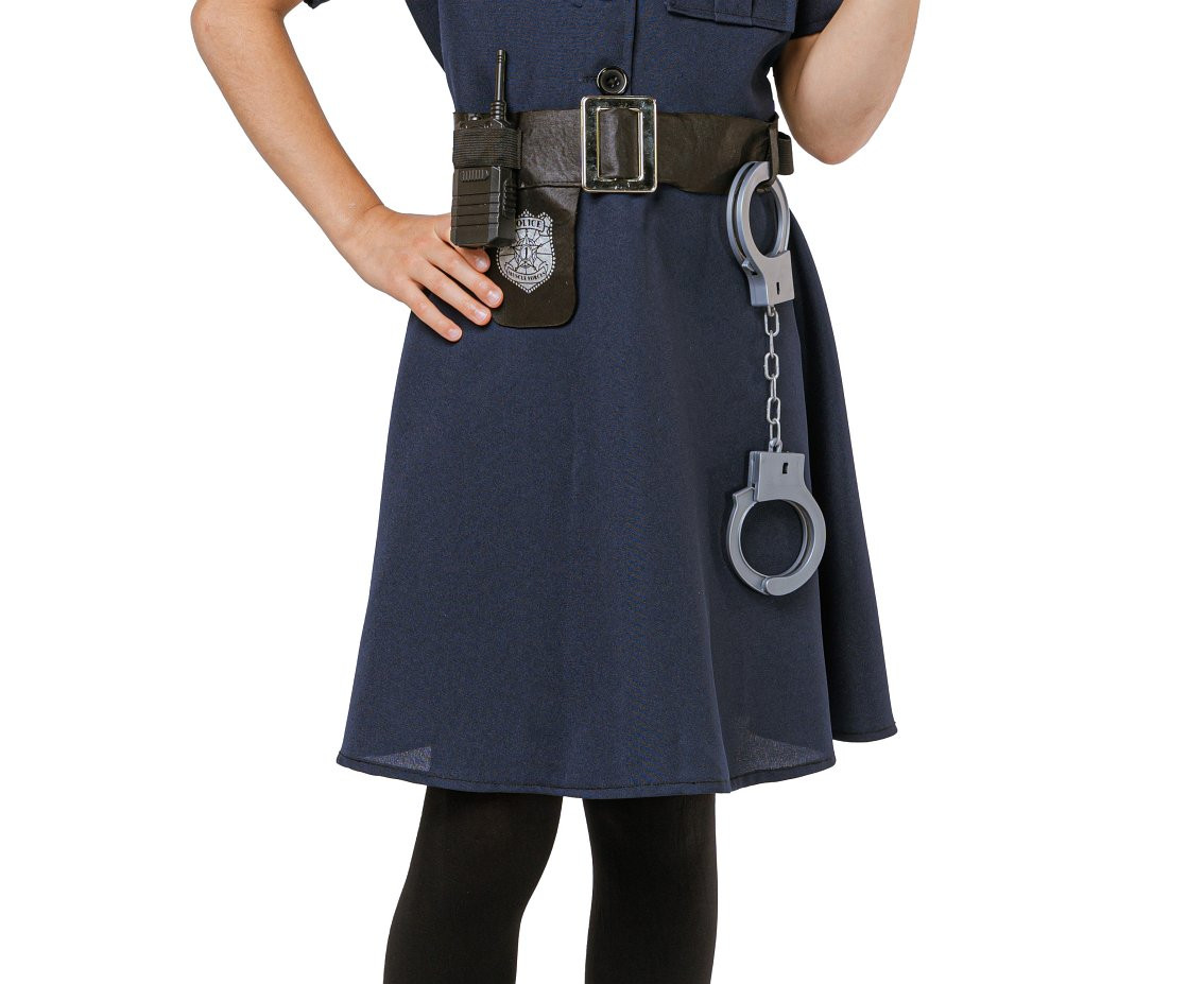 Role play-set for kids Elegant Policewoman (dress, belt, hat, handcuffs, Walkie- talkie, baton), size 110/120 cm